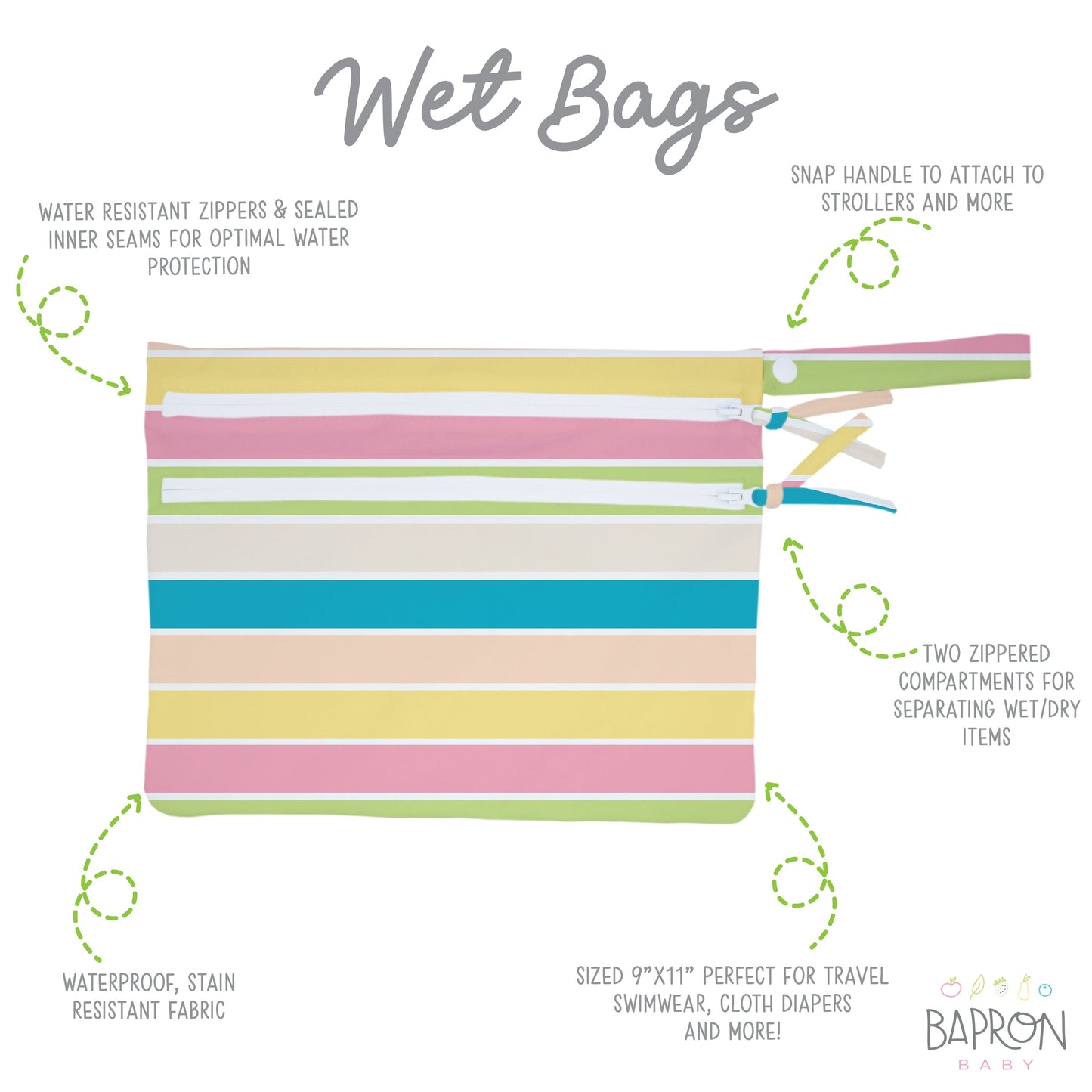 Waterproof Wet Bag - Rainbow Stripes