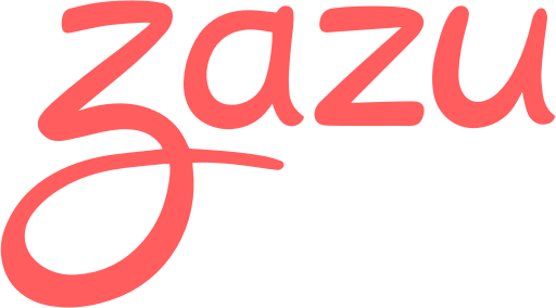 Zazu name in a custom red, handwritten font