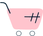whimsical illustration of a pink shopping cart